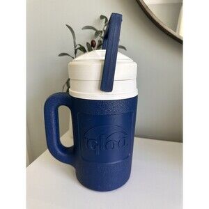 Vintage Igloo Half Gallon Water Jug Cooler Blue White Made In USA 80’s Gorpcore